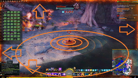 Player with meteor standing away from the group